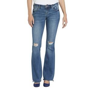 Dear John Rosie Flare Distressed Jeans Women’s 27 Denim Jean Pant Blueicon NWT